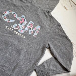 Disney Cast Exclusive Collection Zip Up Hoodie Women Large Gray Floral Tropical